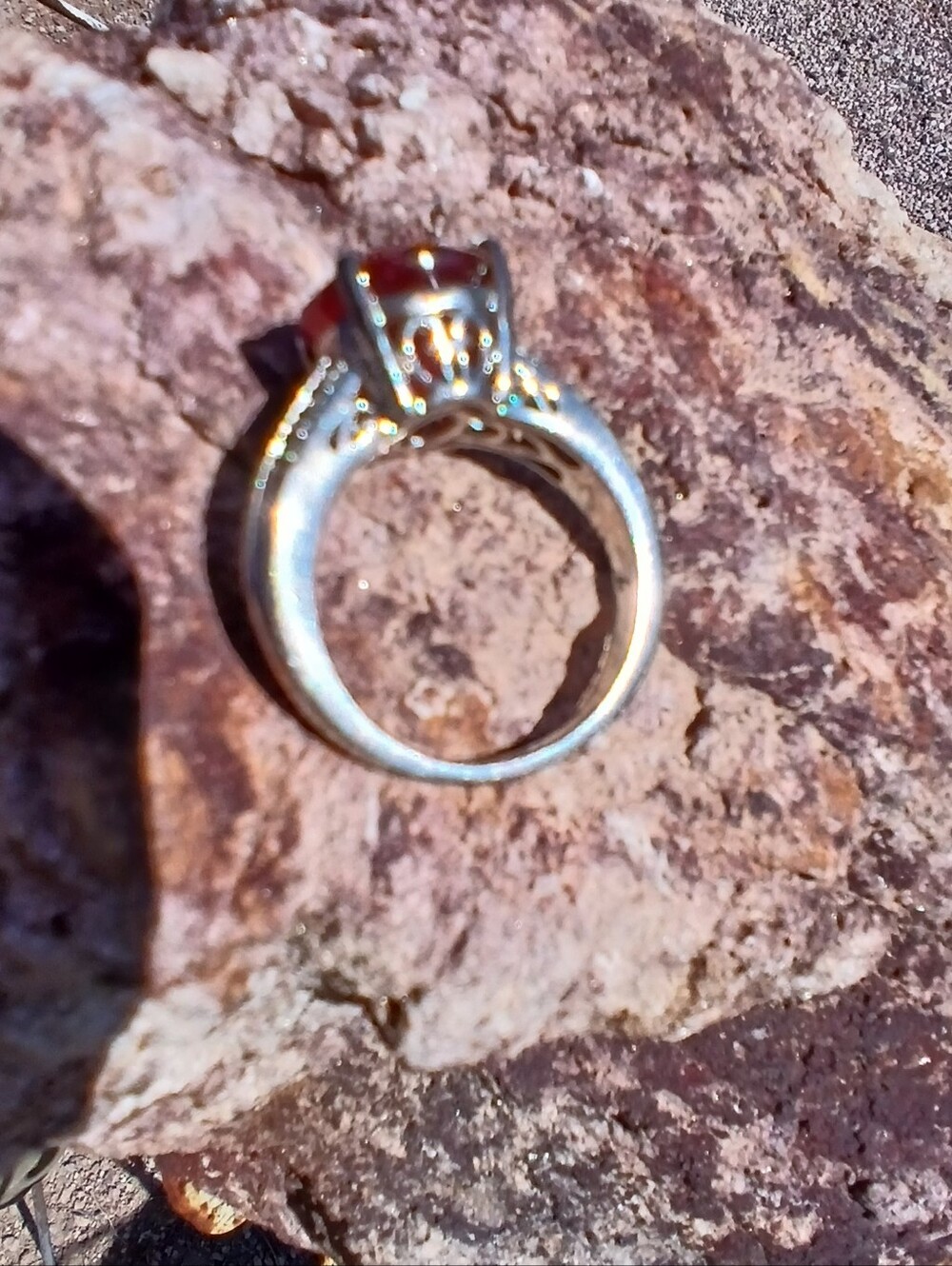 Garnet Stone Set In Silver Band - Picture 2 of 4